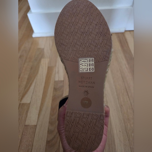 Stuart Weitzman Mirella Espadrille Wedge, black & natural, 8B - Picture 4 of 6